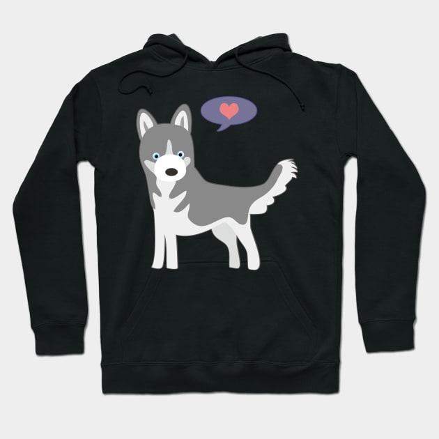 Grey Husky Love Hoodie by Psitta